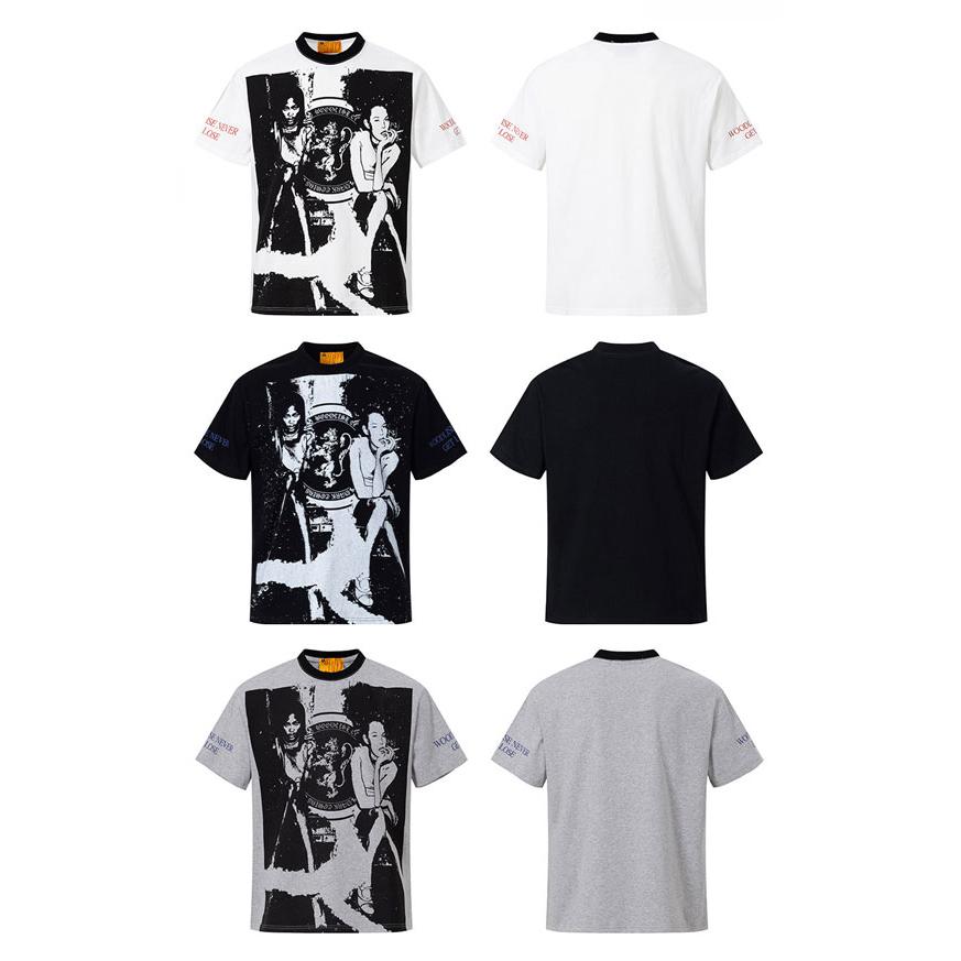 V系 メンズ Tシャツ モード系 カットソー リンガーネック パンク