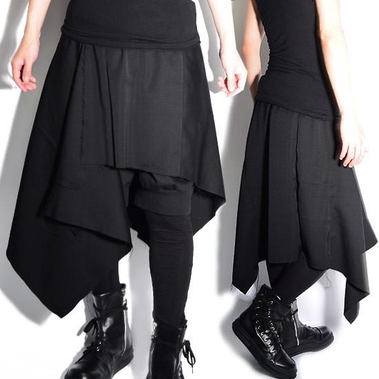 AS SUPER SONIC スカート メンズ 巻きスカート ブラック 変形 腰巻き