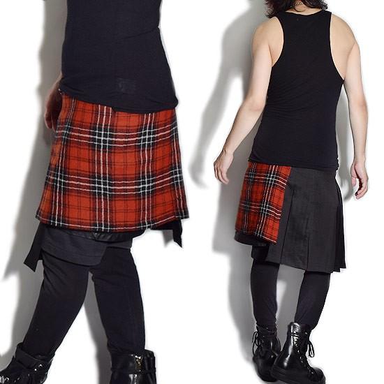 巻きスカート メンズ モード系ファッション メンズスカート フラップスカート チェック ユニセックス レディース A Red Alleglo クローズ30スタイル 通販 Yahoo ショッピング