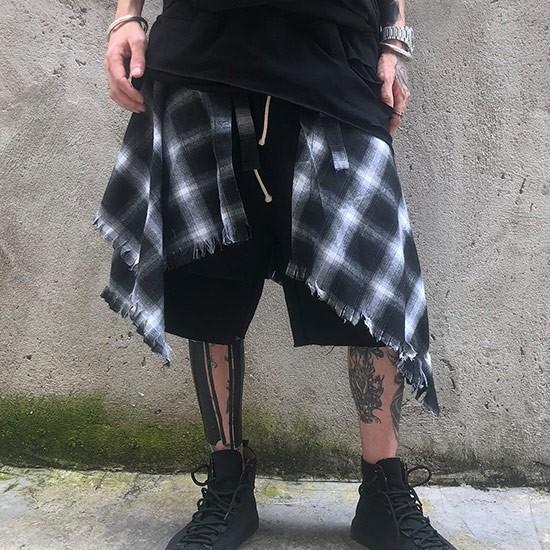スカート メンズスカート 巻きスカート チェックスカート レオパード