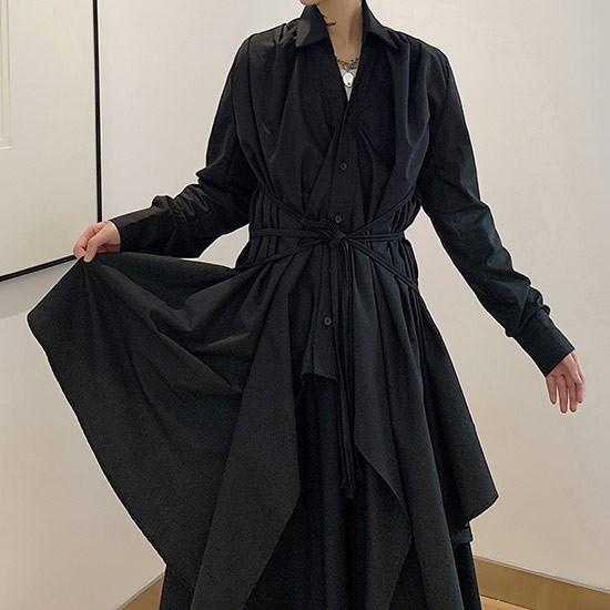 シャツ メンズ モードファッション ロングシャツ ドレープシャツ