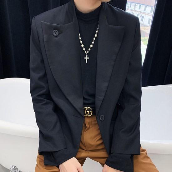 上等な ビッグ襟カラー切替テーラードジャケット V系 ホスト お兄系 個性的 40代 30代 新作 ブレザー インポート モードファッション アシンメトリー ジャケット 襟カラー メンズ テーラードジャケット メンズ ジャケット Hermandad Estrella Org