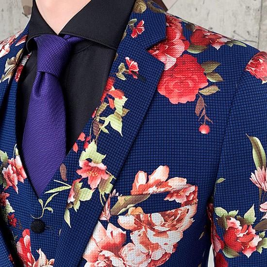 花柄スーツ メンズ ホストスーツ 3Pスーツ スリムスーツ 結婚式 二次会