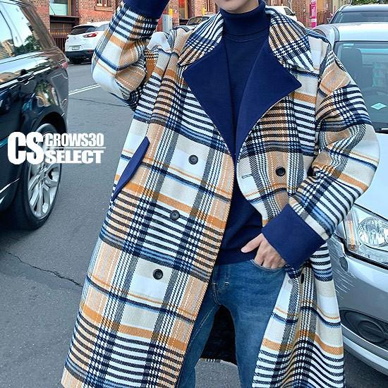最新コレックション チェックコート メンズ ロングコート ダブルコート カラー切り替え バイカラー 送料無料 インポート 19 秋 冬 新作 お兄系 V系 ホスト モード系ファッション 50 Off Zoetalentsolutions Com