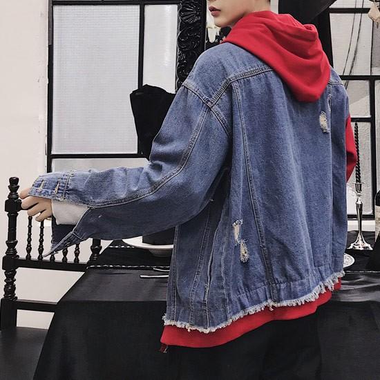 Gジャン メンズ デニムジャケット パーカー バイカラー インポート 変形 18 春 秋 冬 お兄系 新作 V系 ホスト お兄系 A By Paker Gjan Alleglo クローズ30スタイル 通販 Yahoo ショッピング