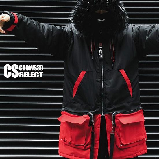 モッズコート メンズ バイカラー柄 ファーフード ブルゾン ロングコート 18 秋 冬 新作 お兄系 V系 ホスト 個性的 大人 A Red Blk Moz Alleglo クローズ30スタイル 通販 Yahoo ショッピング