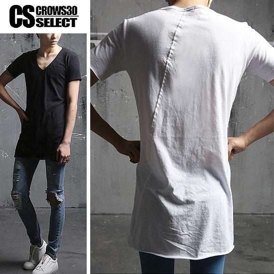 Tシャツ メンズ 半袖tシャツ インポート Vネック 変形 カットオフ ロング丈 カットソー メンズ 15 春 夏 新作 個性的 30代 40代 V系 大人 スタイル Ali Henkeilongtee Alleglo クローズ30スタイル 通販 Yahoo ショッピング