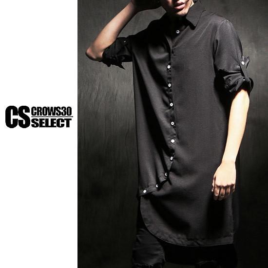 シャツ メンズ ロング丈 シャツ インポート ロールアップ 変形 アシンメトリー V系 春 新作 個性的 ホスト 30代 40代 大人 衣装 Ali Magarishirt Alleglo クローズ30スタイル 通販 Yahoo ショッピング