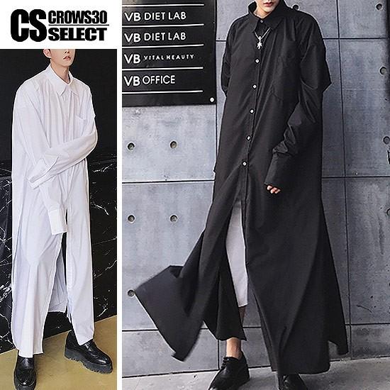 シャツ メンズ ロング丈 シャツ 変形 シャツコート ロングシャツ インポート V系 ホスト 細身 個性的 30代 40代 大人 スタイル C Supershirtcoat Alleglo クローズ30スタイル 通販 Yahoo ショッピング