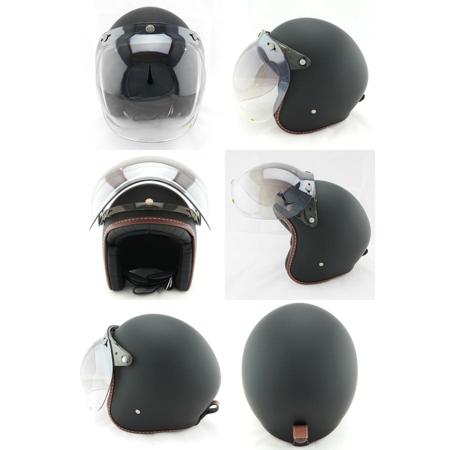 マットブラック スモールジェットヘルメット シールドセット フリーサイズ 開閉式バブルシールド フラッシュミラークリア VT-10｜alleguretto88jp｜02