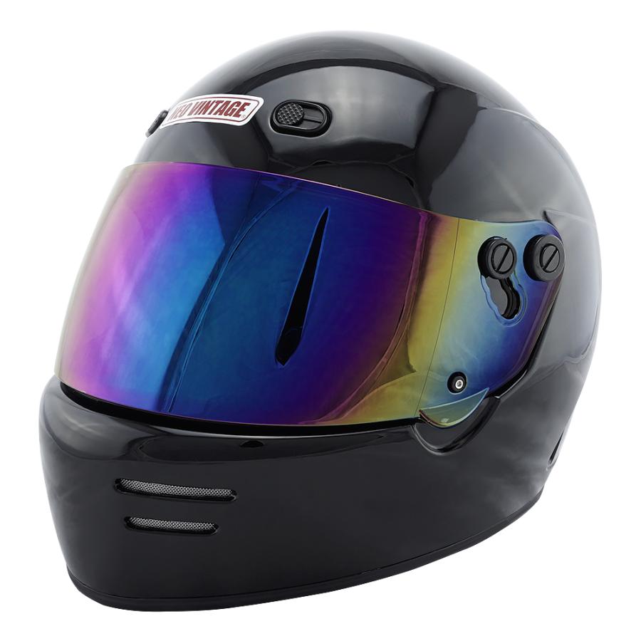フルフェイスヘルメット ブラック×レインボーミラーシールド Mサイズ