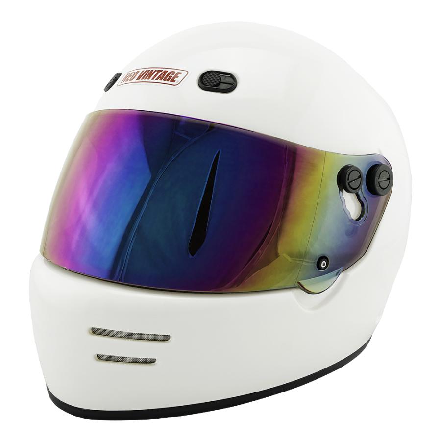 フルフェイスヘルメット ホワイト×レインボーミラーシールド Mサイズ