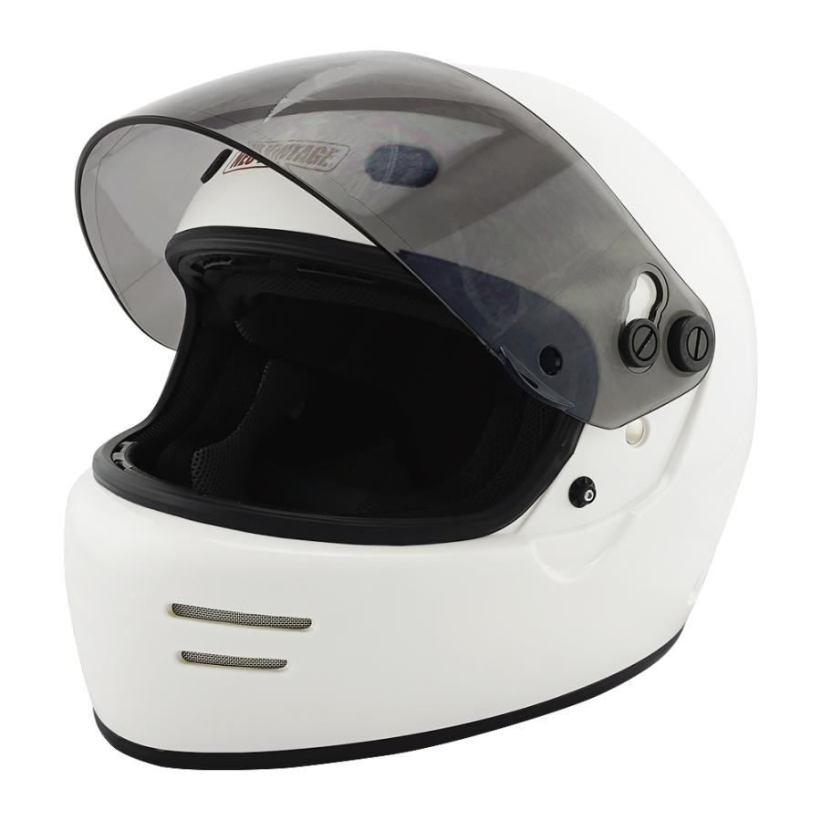 ホワイト フルフェイスヘルメット スモークシールド付き