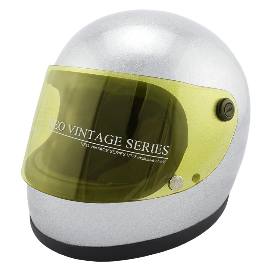 フルフェイスヘルメット HK NEO vintage フルフェイスヘルメット メタリックシルバー×イエローシールド L