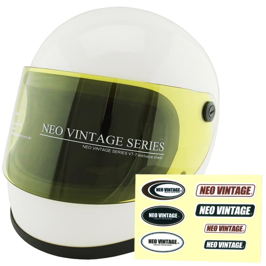 族ヘル　NEO VINTAGE ヘルメット Mサイズ ホワイト フルフェイスヘルメット ホワイト×イエローシールド Mサイズ:57