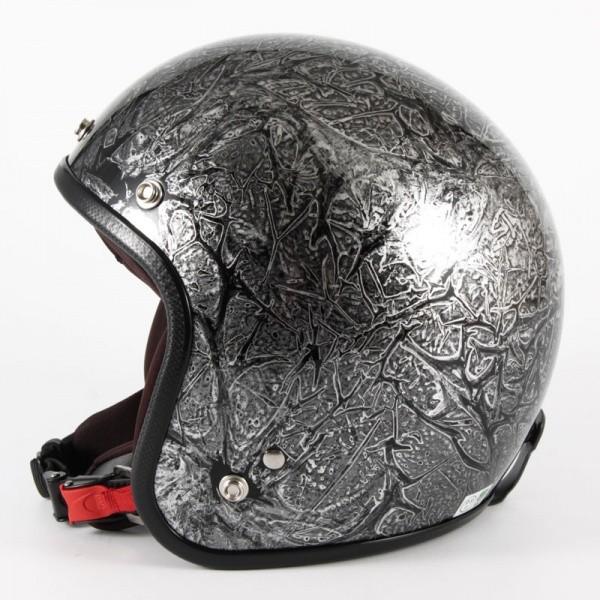 72JAM ジェットヘルメット　IRON FLAME シルバー 72JAM ジェットヘルメット&シールドセット IRON FLAME