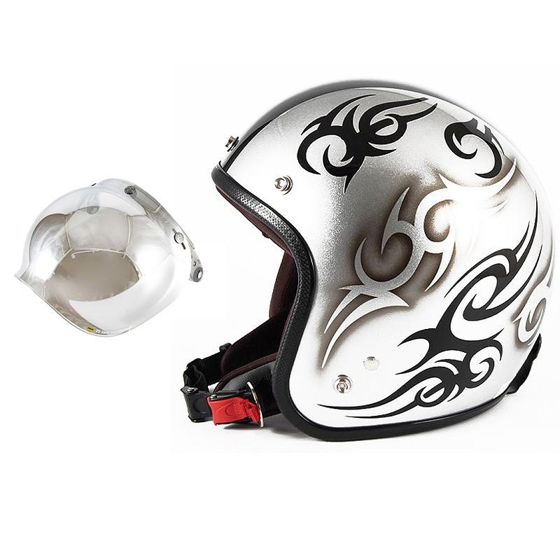 美品　72Jam Jet シルバー ブラック フレイムヘルメット JCPシリーズ IRON FLAME ジェットヘルメット シルバー 72JAM