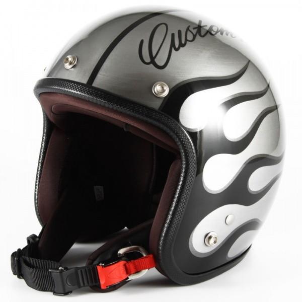 72JAM ジェットヘルメット　IRON FLAME シルバー 72JAM JET HELMET ジェットヘルメット JCP-28 IRON FLAME