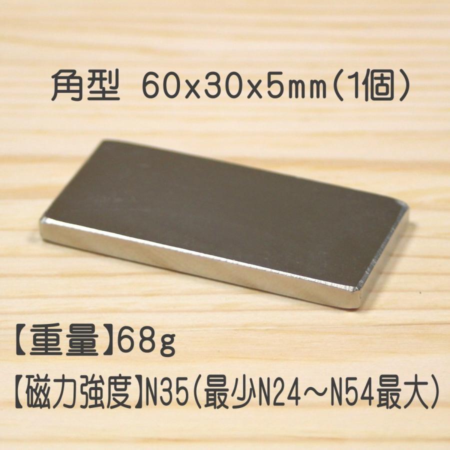 ネオジム磁石 角型 長方形 60x30x5mm 1個 超強力 大きい 大型 ネオジム磁石 角型 長方形 60x30x5mm 1個 超強力 大きい 大型