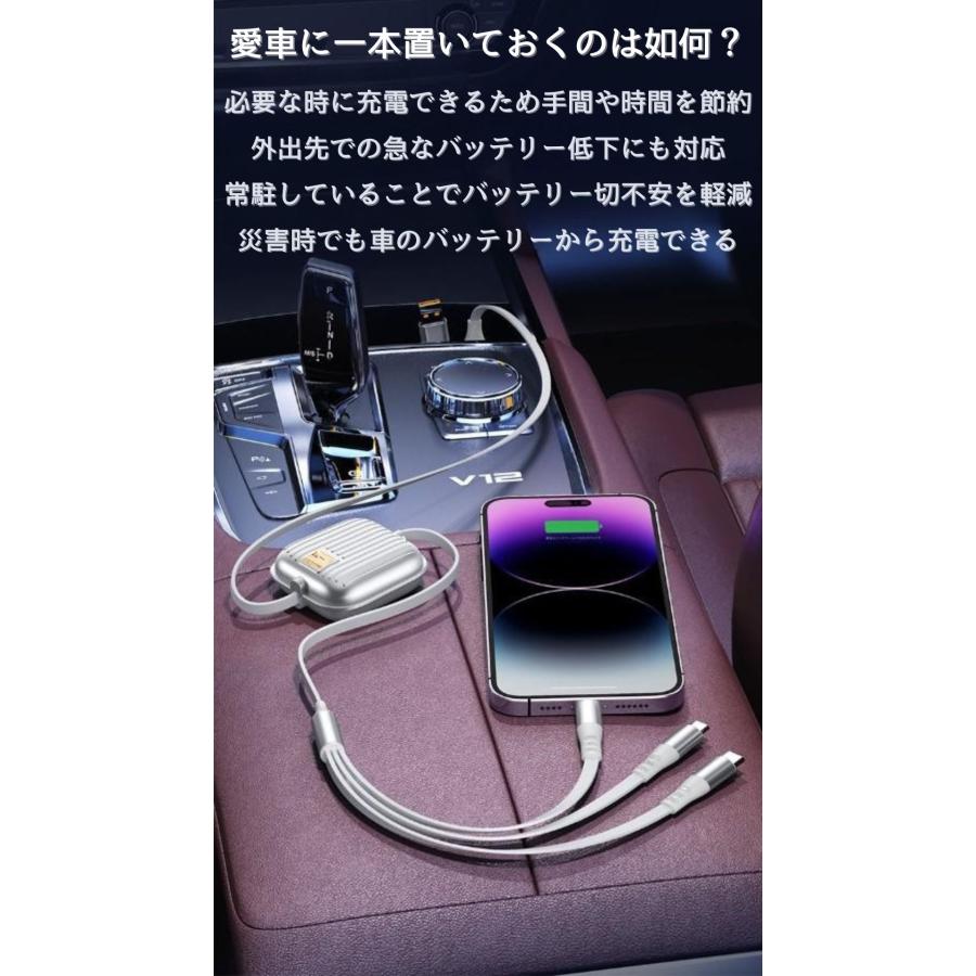 充電ケーブル 巻き取り iphone type-c to セット タイプc 急速 収納