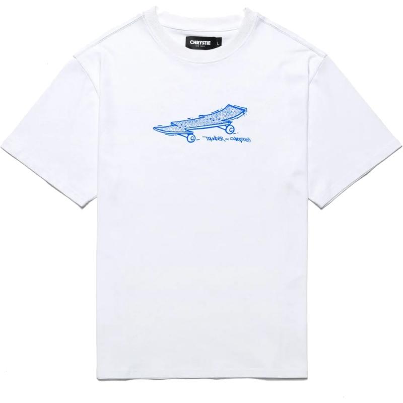サンダー THUNDER × CHRYSTIE NYC LIGHTENING BOLT 最新の激安 BOARD Tシャツ 最大66％オフ！ TEE XL WHITE