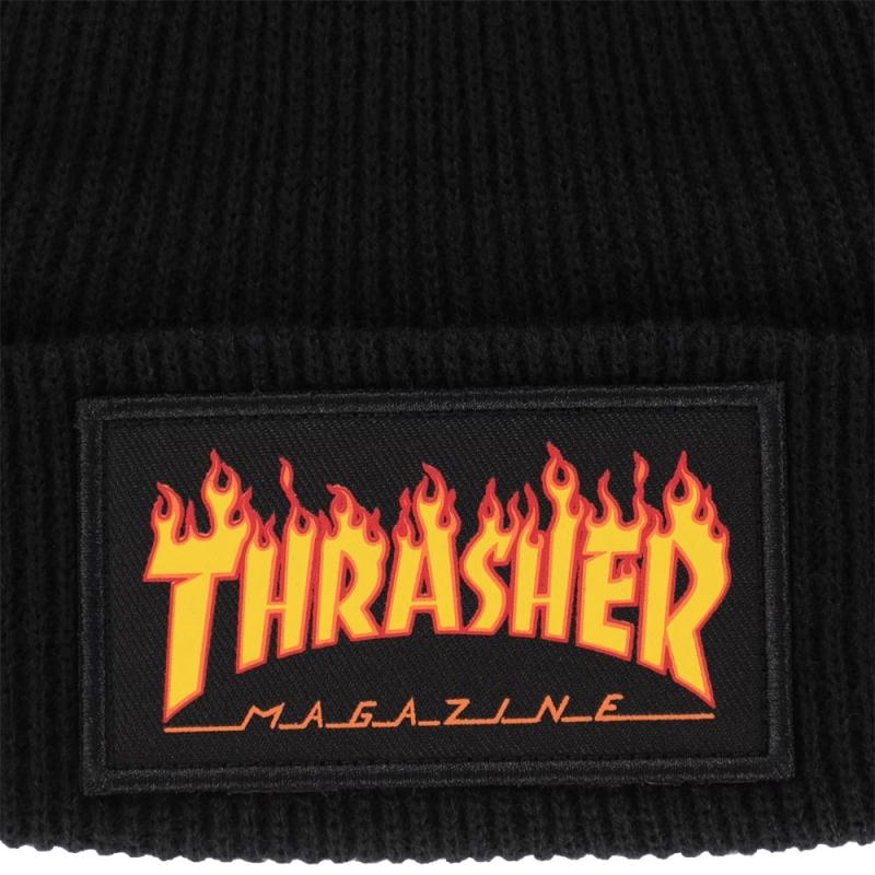 スラッシャー／THRASHER FRAME PATCH BEANIE (BLACK) ビーニー｜alleyoop｜03