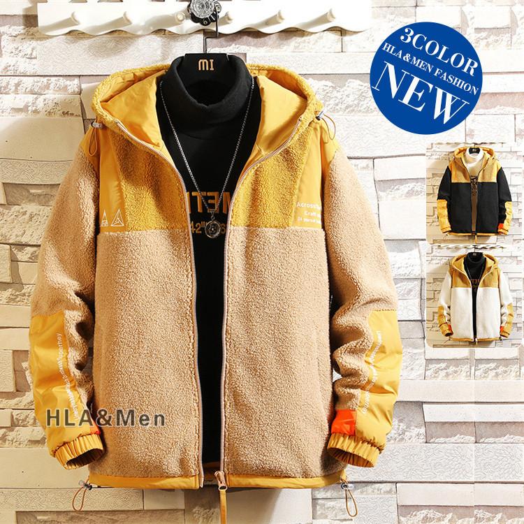 フリースジャケット メンズ レディース 配色 ブルゾン 厚手ジャケット フード付き あったか アウター 冬服 おしゃれ Al Hla Men Fashion 通販 Yahoo ショッピング
