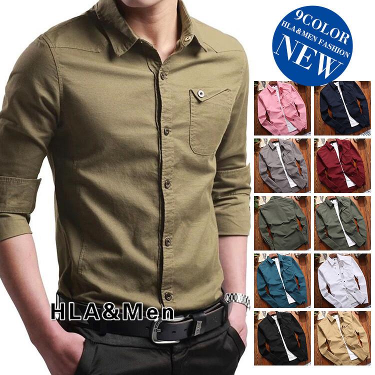 カジュアルシャツ メンズ おしゃれ 長袖シャツ メンズファッション スリム 通勤 ミリタリー 無地シャツ シャツ