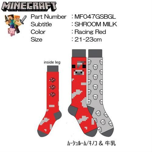 靴下マインクラフトソックス Knee Highs ムーシュルーム キノコ Amp 牛乳21cm 23cm ガールズ 新作からsaleアイテム等お得な商品満載