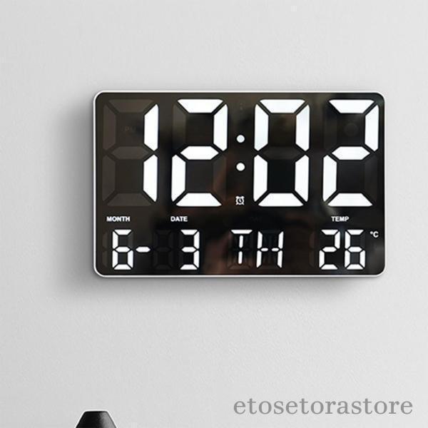 トップゲーム 壁掛け時計 デジタル LED電子時計 リモコン付 日付 温度表示 光感知機能 時計 USB 大画面 北欧風 シンプル