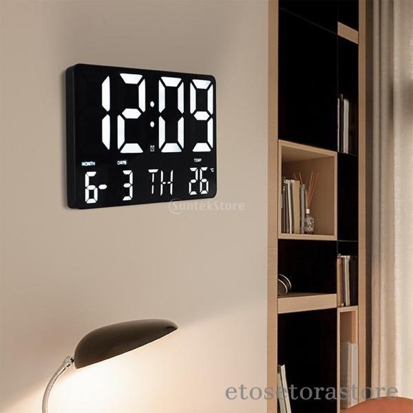 トップゲーム 壁掛け時計 デジタル LED電子時計 リモコン付 日付 温度表示 光感知機能 時計 USB 大画面 北欧風 シンプル