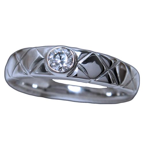 【正規販売店】 プラチナ Pt900 高品質 ダイヤ モンド 0.1 カラット 0.14ct E VS1 Ex エクセレント H&C キルティングリング 指輪 中宝研鑑定書付 【XUR1431595512】(49950円)