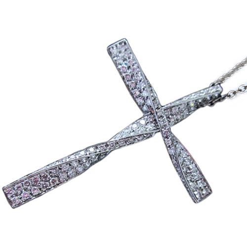 18金 ホワイトゴールド K18WG 天然ダイヤモンド 1.4ct ツイスト ひねり  