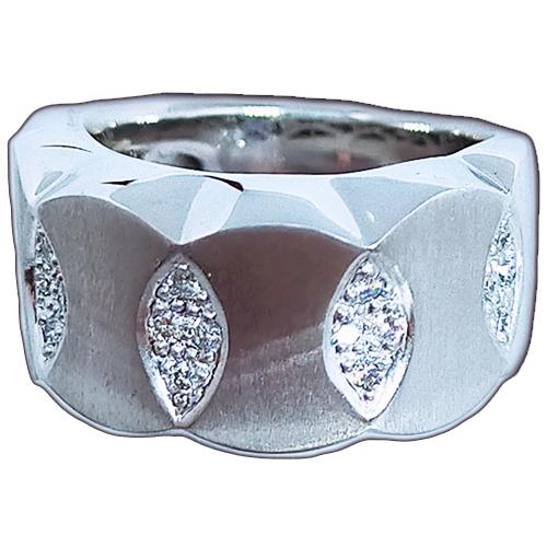 18金ホワイトゴールド K18WG 天然ダイヤモンド 0.22ct マット艶消し & ミラー 鏡面 ツートン リング 指輪