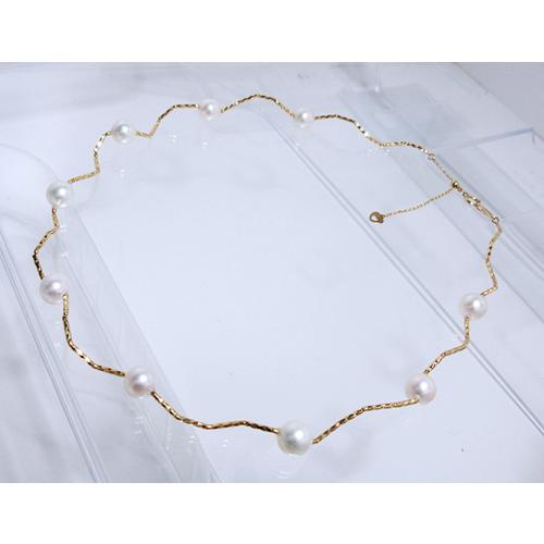 ステーション ネックレス アコヤ あこや 本 真珠 パール K18 YG