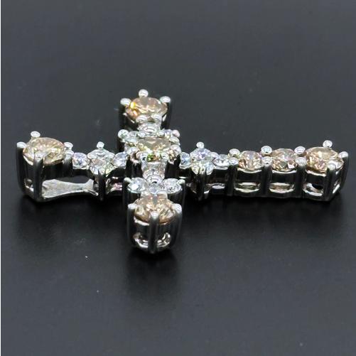 天然ブラウンダイヤモンド & ダイヤモンド 合計1.350ct 十字架 クロス cross 18金ホワイトゴールド K18WG 手作り ペンダント｜alliegold｜05