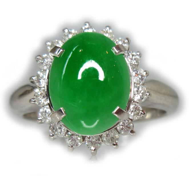 本翡翠（ジェイダイド）2.060ct ダイヤモンド 0.440ct 取巻き プラチナ 