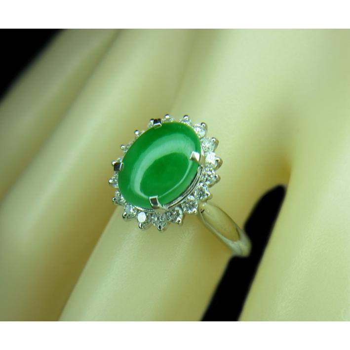 本翡翠（ジェイダイド）2.060ct ダイヤモンド 0.440ct 取巻き プラチナ 