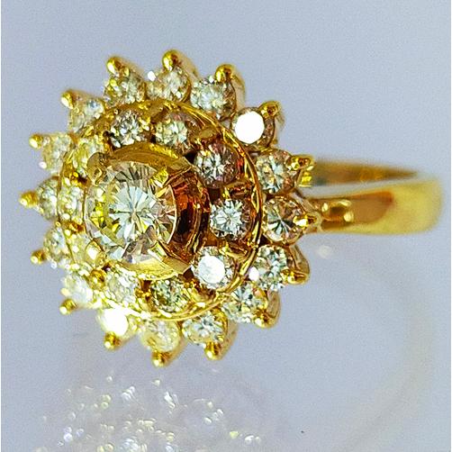 鑑別書K18WG 天然 ブルーダイヤモンド リング #12 0.22ct 花