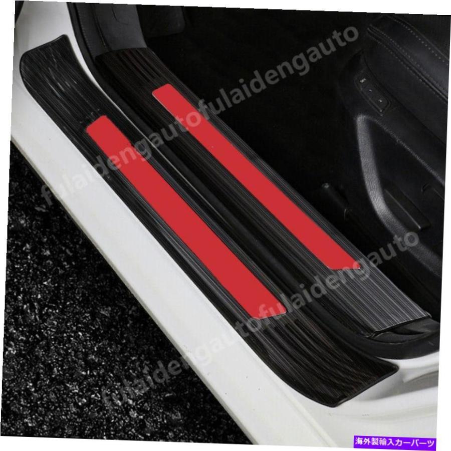 Door Scuff Sill Cover マツダ6アテンザ用19から2020ブラックチタンドアシルスカッフガードプレートカバートリム For