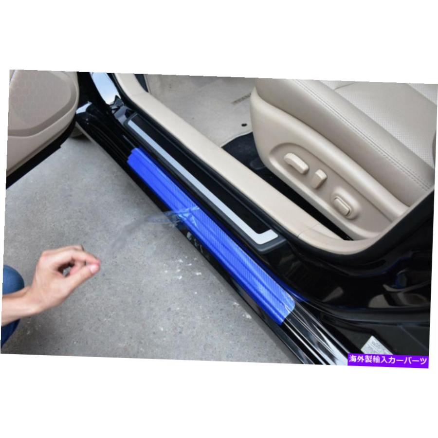 Door Scuff Sill Cover 2个フロント+ 2個後部ドアシルスカッフカバー車 