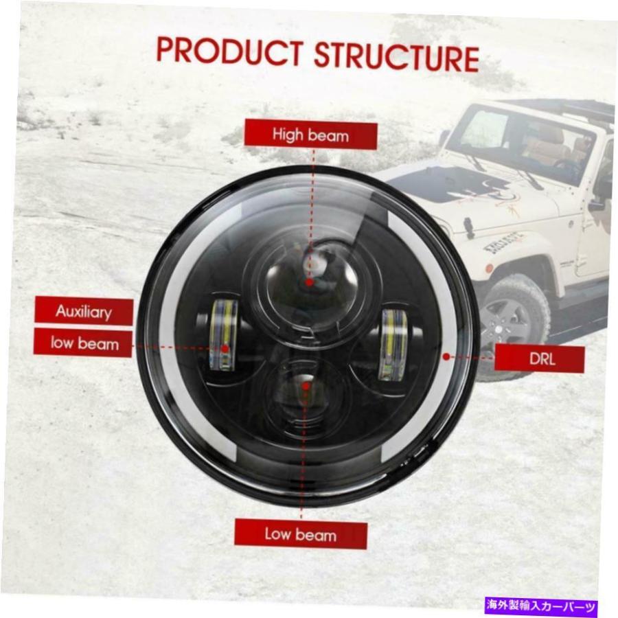 USヘッドライト ジープラングラーJK 4PCS 7「LEDヘッドライトDRL +