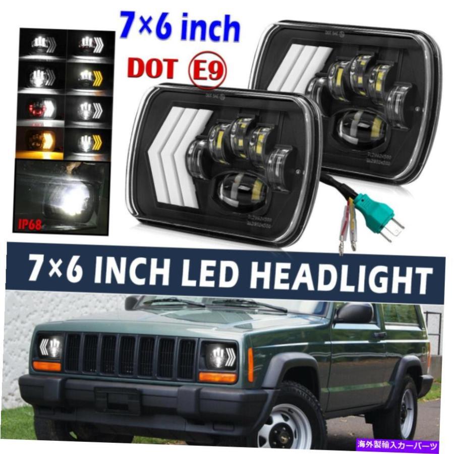 県内公立高校入試 USヘッドライト ペア5X7 7x6 300W LEDヘッドライト1986-1995ジープラングラーYJ 1984-2001チェロキーXJ Pair 5X7 7x6 300W LED Headlight 1986-1995 J