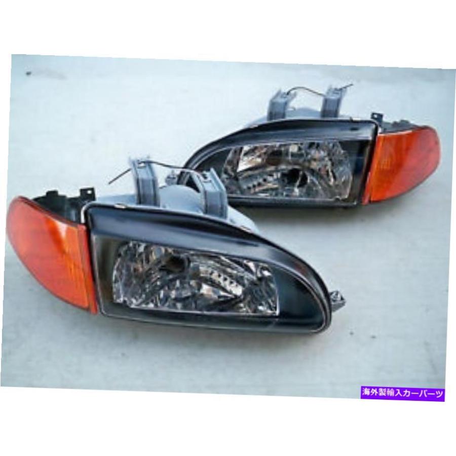 USヘッドライト Honda Civic EG EJ JDMブラックヘッドライトオレンジ 