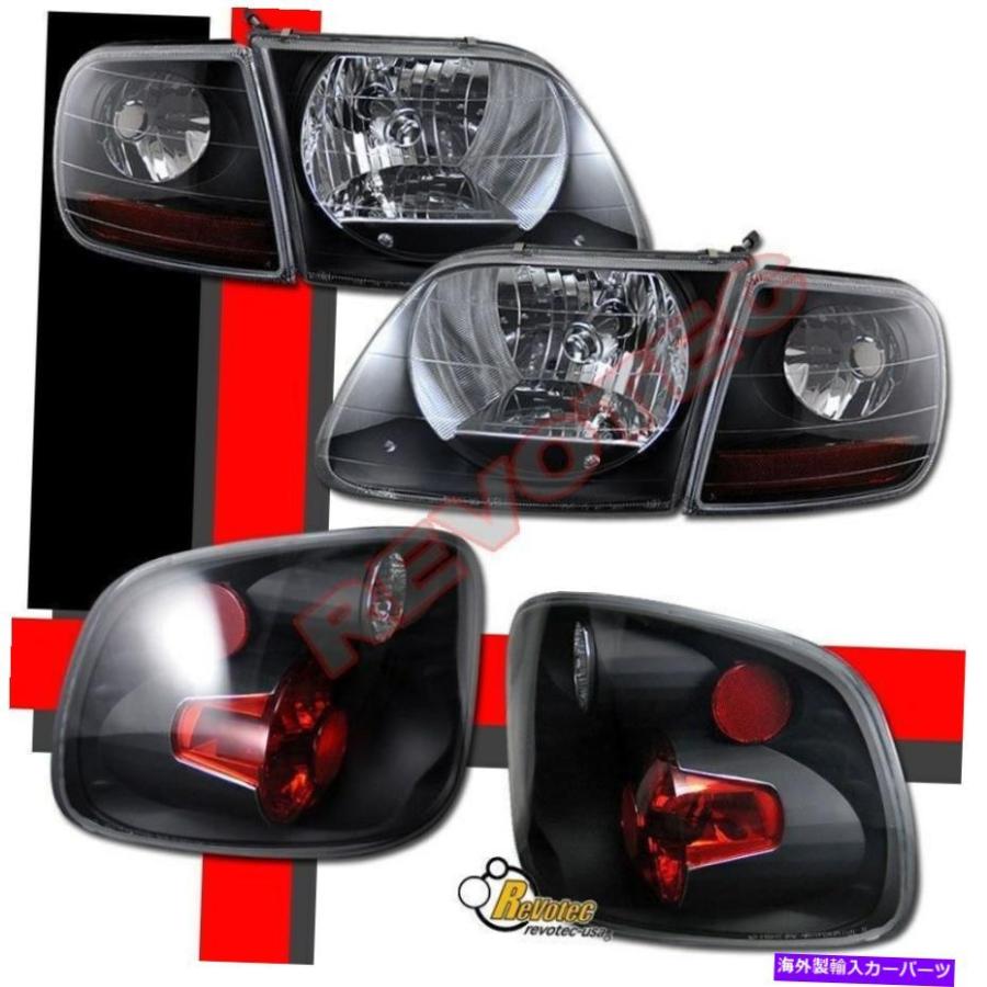 USヘッドライト 97 98 99 00フォードF150 SVTスタイルフレアサイドステップサイドヘッドライト+テールライトセット 97 98
