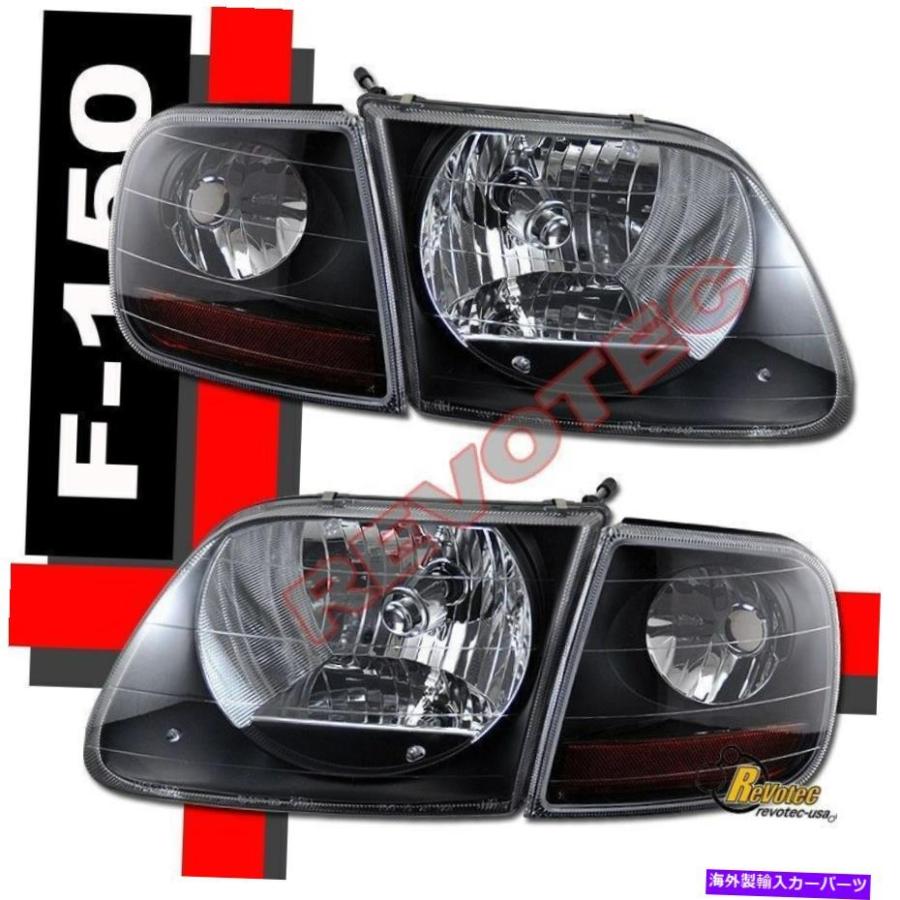 USヘッドライト 97 98 99 00フォードF150 SVTスタイルフレアサイドステップサイドヘッドライト+テールライトセット 97 98