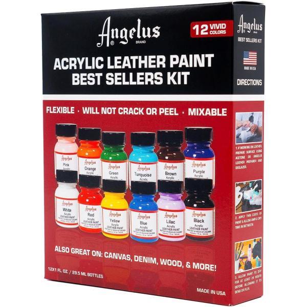 Angelus アクリルインク・レザーペイントセット アンジェラス Angelus ペイント スタンダード 12色 セット 1oz レザー