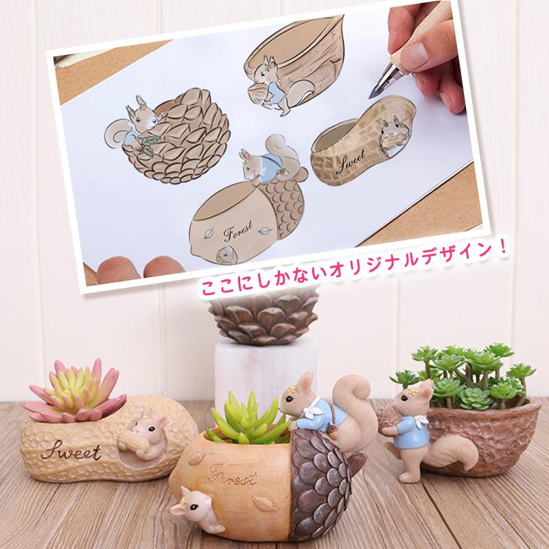 オリジナルデザイン リスシリーズ ミニプランター 植木鉢 多肉植物鉢