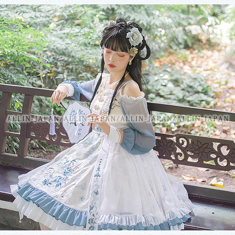 5点セット 中華風ロリータワンピース ロリータドレス 甘ロリ 5点セット 中華風ロリータワンピース ロリータドレス 甘ロリ
