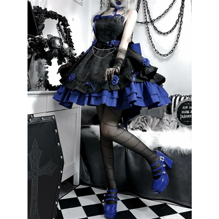 ロリータワンピース ロリータドレス 全2色 lolita  リボン 上品 エレガント おしゃれ   ゴシック サブカル系 肩出し パーティー サブカルチャー 原宿風 大人_8